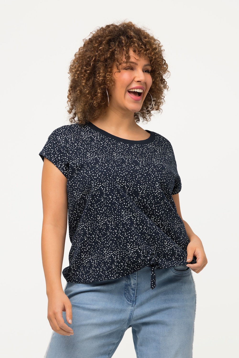 Grote Maten crop-top, Dames, blauw, Maat: 50/52, Katoen, Ulla Popken