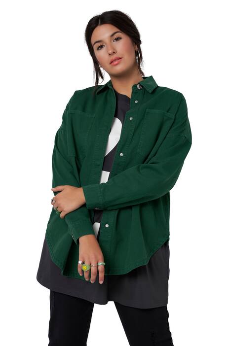 Džínová košile, oversize, límeček, dlouhé rukávy