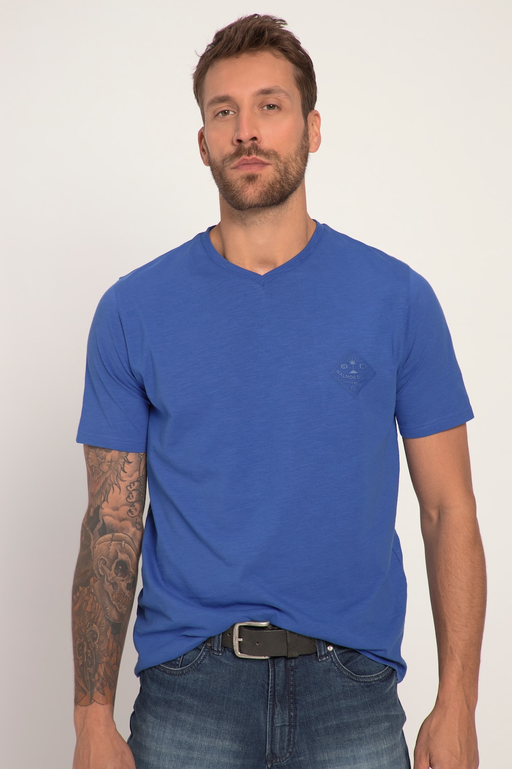 Grote Maten T-shirt, Heren, blauw, Maat: L, Polyester/Katoen, JP1880