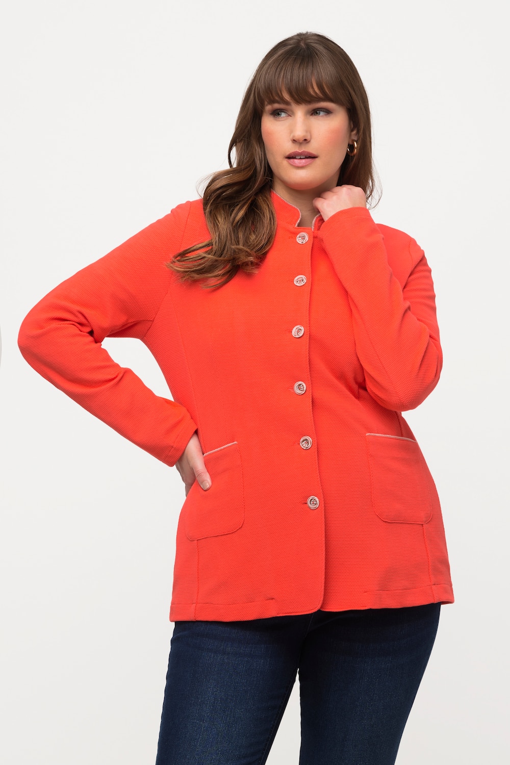 Grote Maten sweat janker, Dames, oranje, Maat: 54, Katoen/Polyester, Ulla Popken