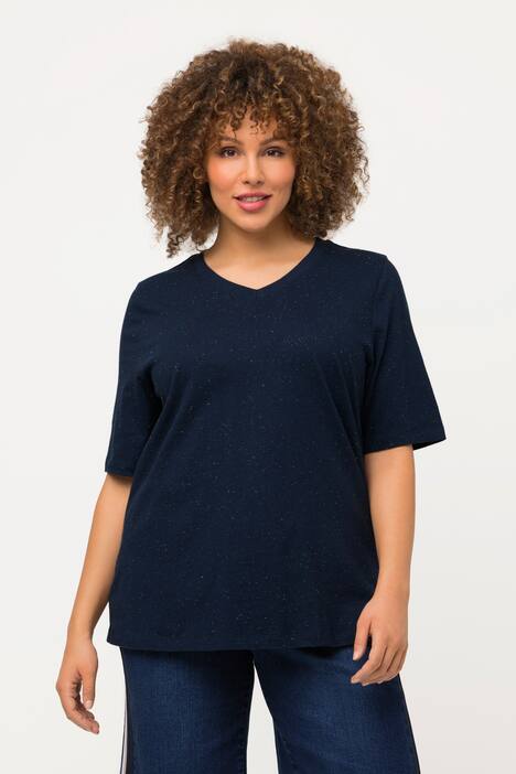 T-shirt, ćwieki, dekolt w szpic, rękaw 1/2