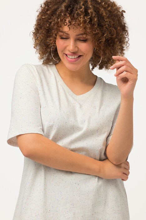 T-Shirt, Noppen, V-Ausschnitt, Halbarm