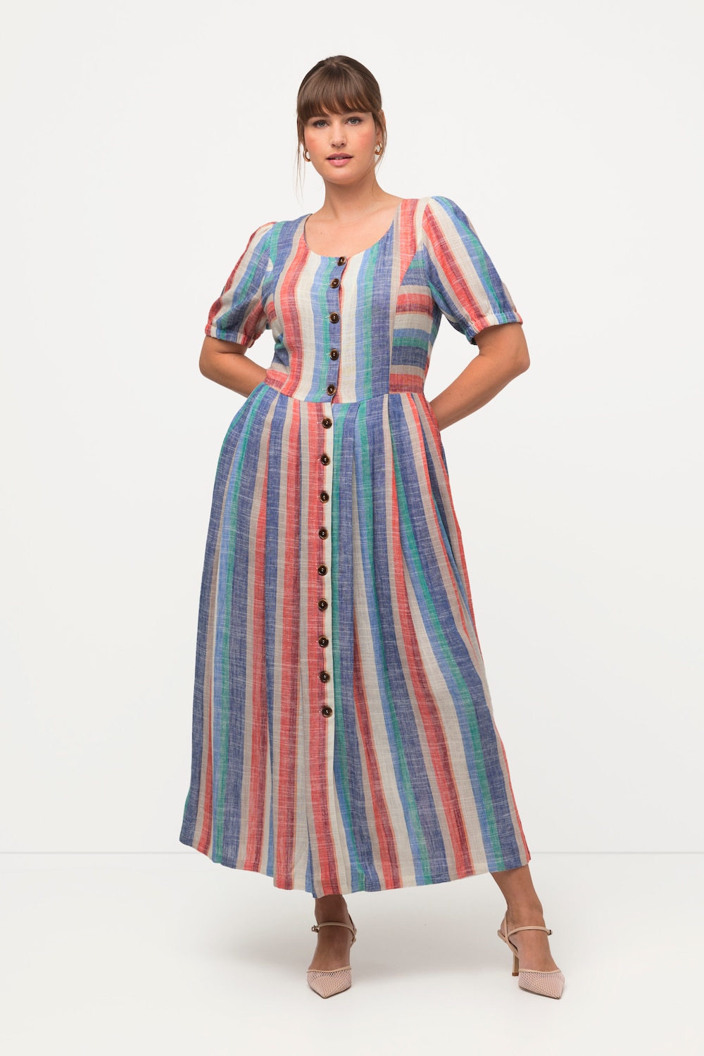 Grote Maten midi jurk, Dames, oranje, Maat: 50, Viscose/Linnen, Ulla Popken