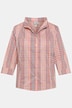 Bluse, rutete, slank, begerkrage, V-hals, trekvartermer