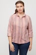 Bluse, rutete, slank, begerkrage, V-hals, trekvartermer
