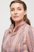 Bluse, rutete, slank, begerkrage, V-hals, trekvartermer