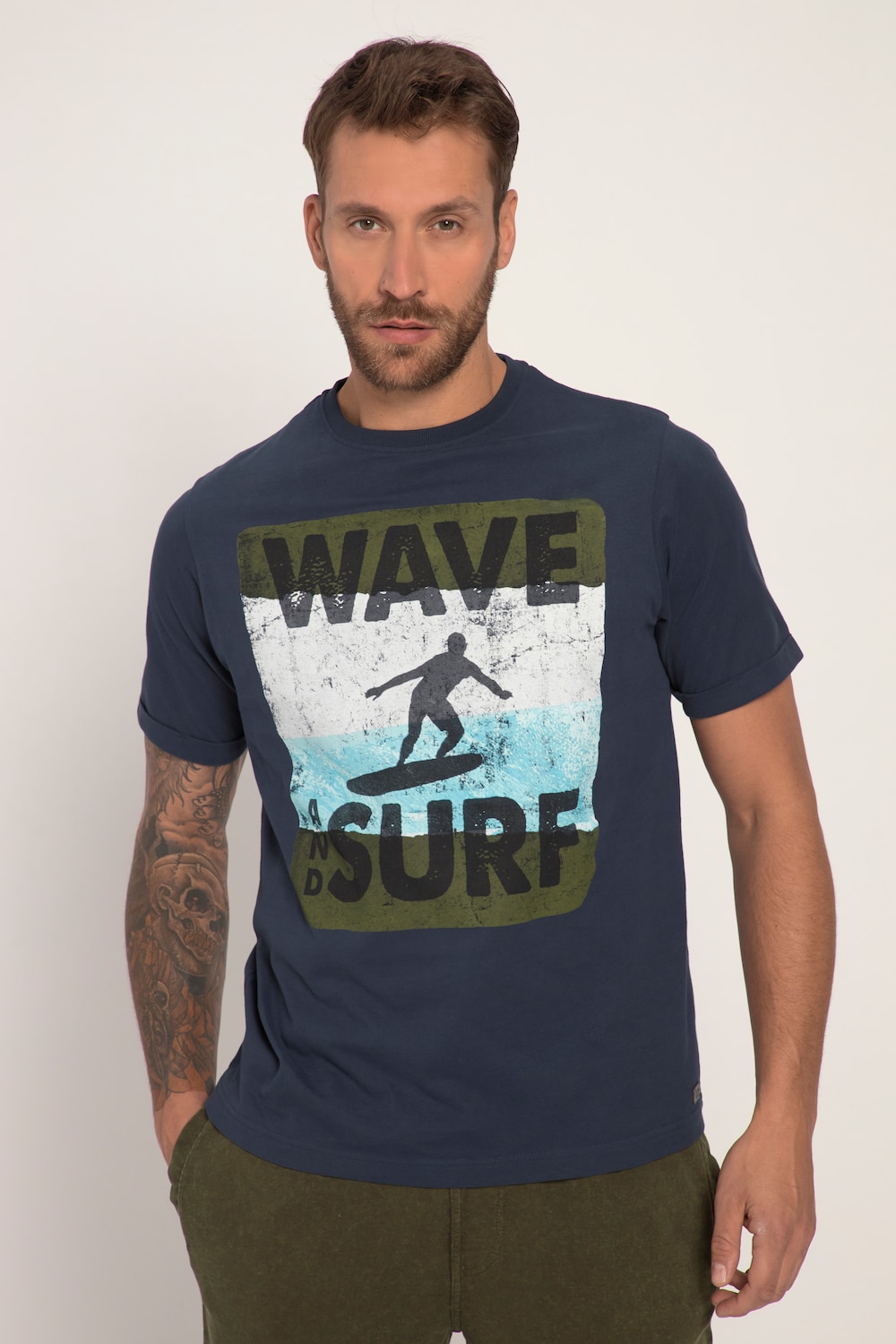 Grote Maten T-shirt, Heren, blauw, Maat: L, Katoen, JP1880