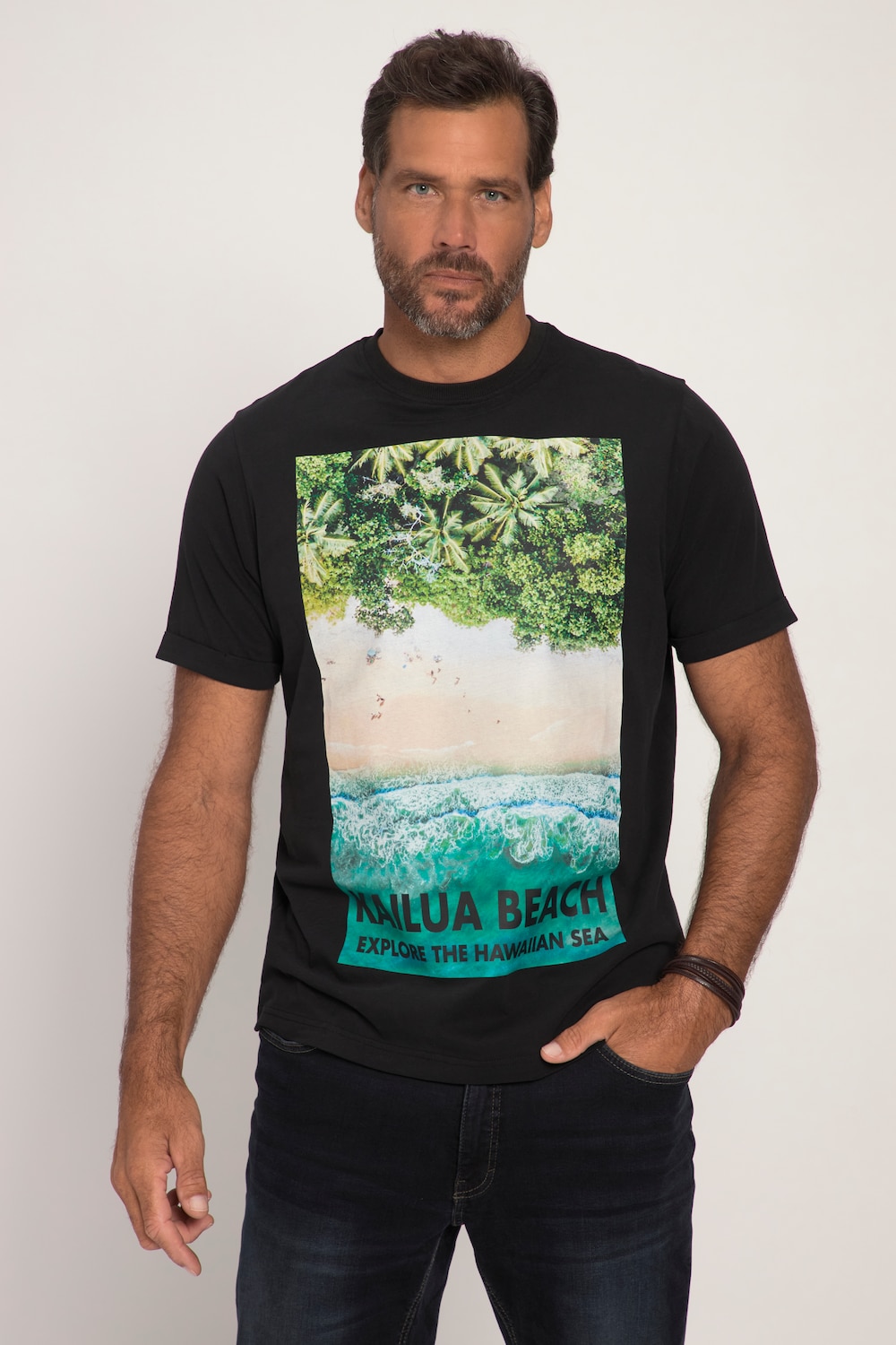 Grote Maten T-shirt, Heren, zwart, Maat: 7XL, Katoen, JP1880