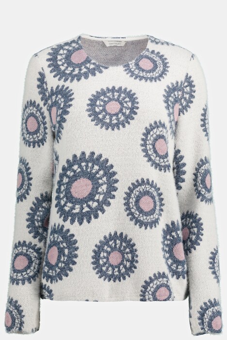 Pullover, grafisches Muster, Rundhals, Langarm