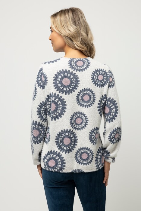 Pullover, grafisches Muster, Rundhals, Langarm
