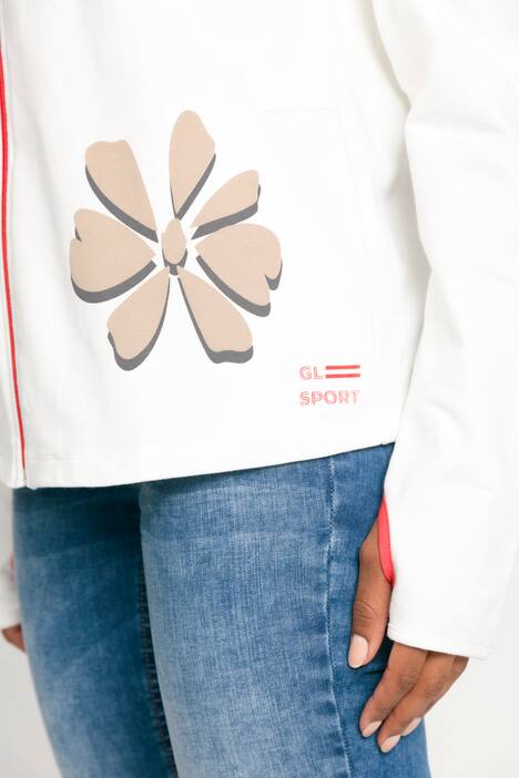 Sweatjacke, Blüten, Kängurutasche, Kapuze, Daumenloch