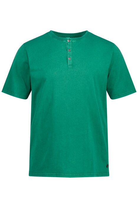Henley tričko, krátké rukávy, kulatý výstřih, knoflíková léga