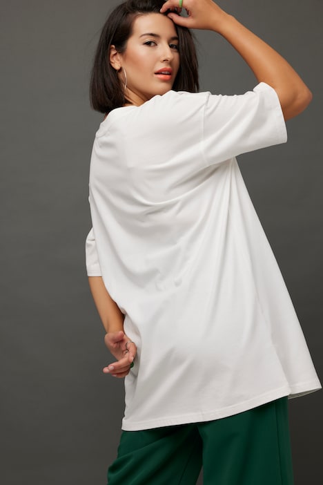 T-Shirt, oversized, Zahlen Print, Rundhals, Halbarm
