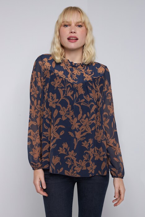 Bluse Identity, Chiffon, Stehkragen, blickdichtes Top