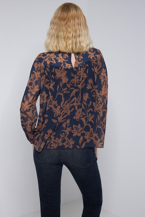 Bluse Identity, Chiffon, Stehkragen, blickdichtes Top