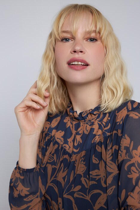 Bluse Identity, Chiffon, Stehkragen, blickdichtes Top