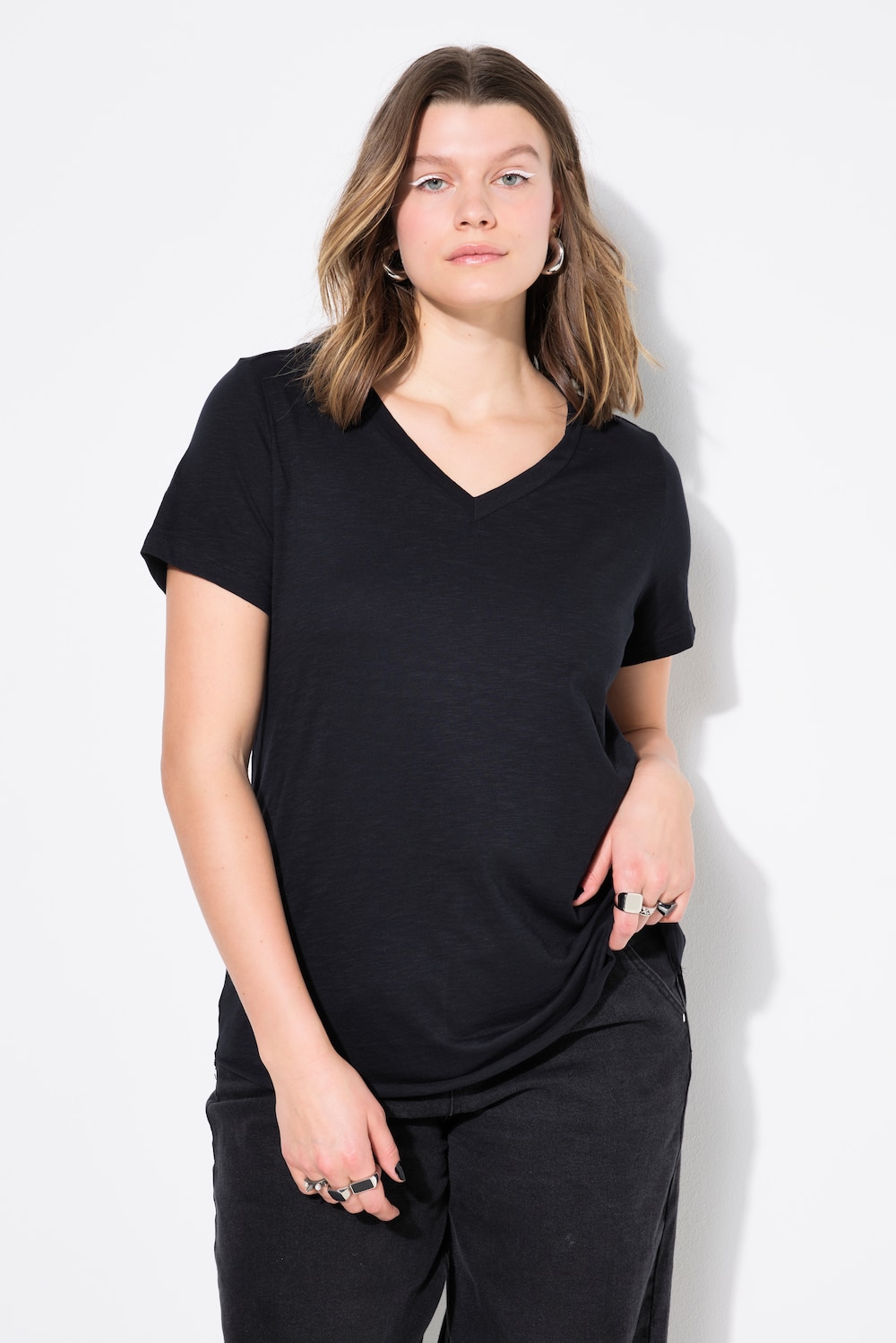 Große Größen T-Shirt, Damen, schwarz, Größe: 42/44, Baumwolle, Studio Untold
