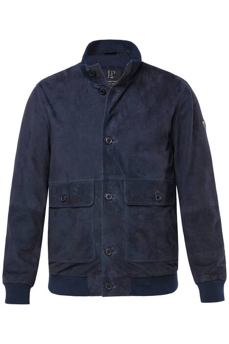 Kožený bluzon, semiš, stojáček, knoflíková léga