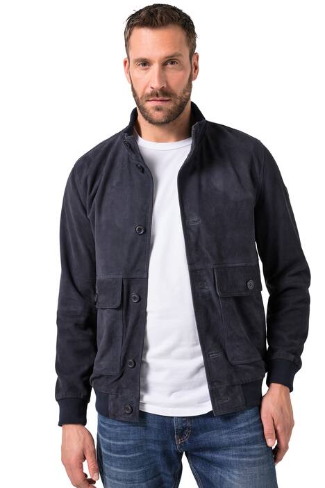 Kožený bluzon, semiš, stojáček, knoflíková léga