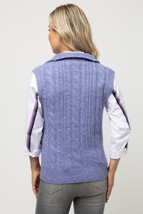 Pullunder, Zopfmuster, Stehkragen, Zipper