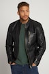 Veste de motard en cuir. Col montant et fermeture zippée