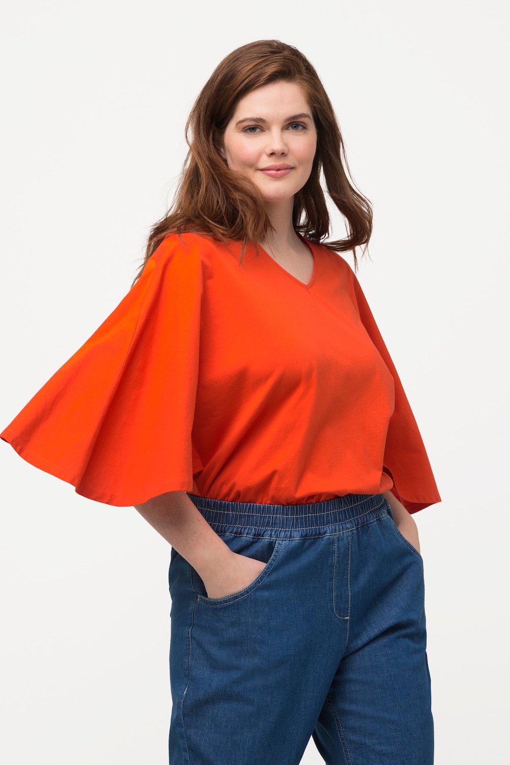 Grote Maten T-shirt, Dames, oranje, Maat: 46/48, Katoen, Ulla Popken