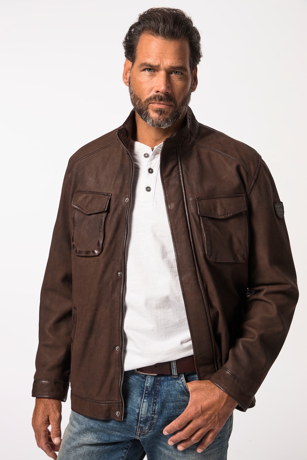 Große Größen Lederjacke, Herren, braun, Größe: 3XL, Leder, JP1880