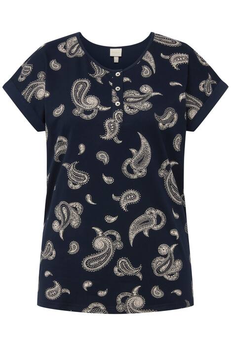 Pyžamové tričko, Paisley, kulatý výstřih, krátké rukávy, biobavlna