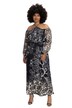 Maxi šaty, vázání za krk, pačvork potisk, dlouhé rukávy
