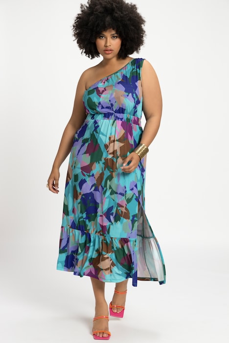 Overlappen noodsituatie Zuidwest maxi jurk, one shoulder, bloemenprint, volant aan de zoom | Maxi-jurken |  Jurken