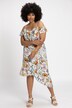 Midikjole, off-shoulder, blomstertryk, flæser