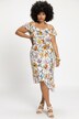 Midikjole, off-shoulder, blomstertryk, flæser