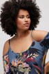 Midikjole, off-shoulder, allover-print, halvlange ærmer, afrundet søm