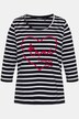 T-shirt, ränder, hjärtan, klassisk passform, rund halsringning, 3/4-ärm