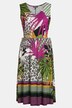 Vestido midi, aberturas, estampado de parches, escote en V, tirantes anchos