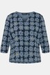 sweatshirt, bloemen, A-lijn, tuniekhals, 3/4-mouwen
