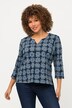 sweatshirt, bloemen, A-lijn, tuniekhals, 3/4-mouwen