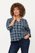 sweatshirt, bloemen, A-lijn, tuniekhals, 3/4-mouwen