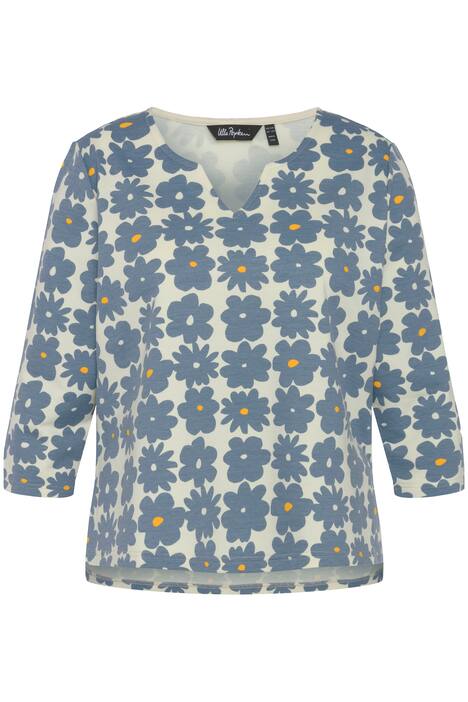 Mikina, květy, A střih, tunikový výstřih, 3/4 rukávy