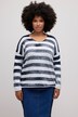 Pullover, unregelmäßige Streifen, V-Ausschnitt, Langarm