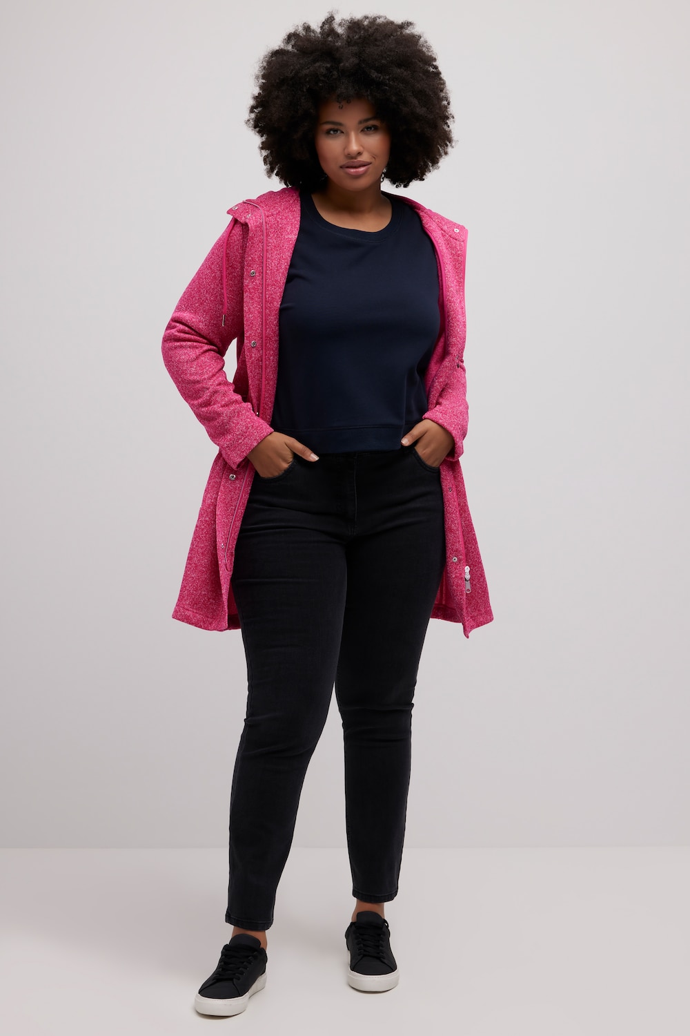 Große Größen Strickfleece-Jacke, Damen, rosa, Größe: 54/56, Polyester, Ulla Popken