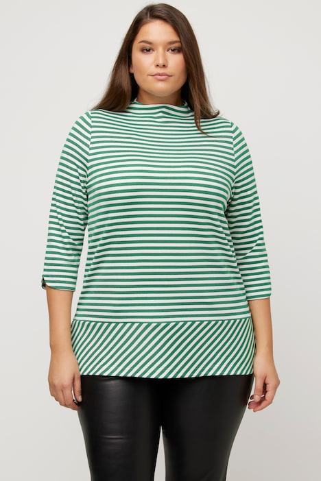 Glitter Stripe Mixed Direction Stretch Knit Top