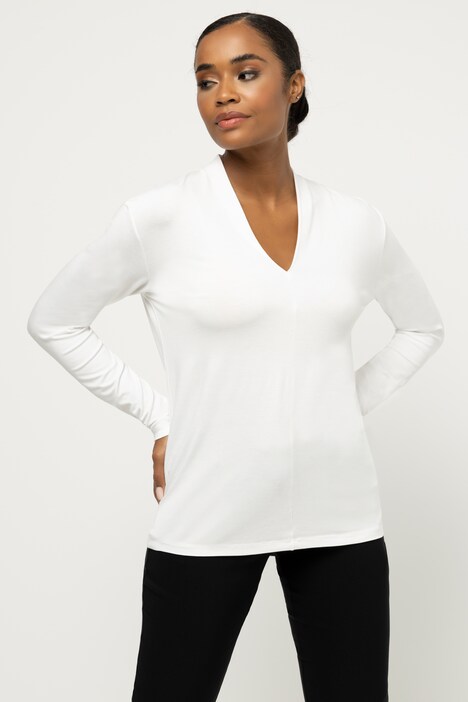 Shirt, Oversized, V-Ausschnitt, Langarm