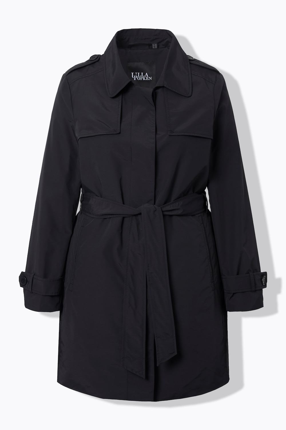 Stora storlekar Trenchcoat, Dam, svart, storlek: 46/48, Bomull/Syntetfibrer, Ulla Popken