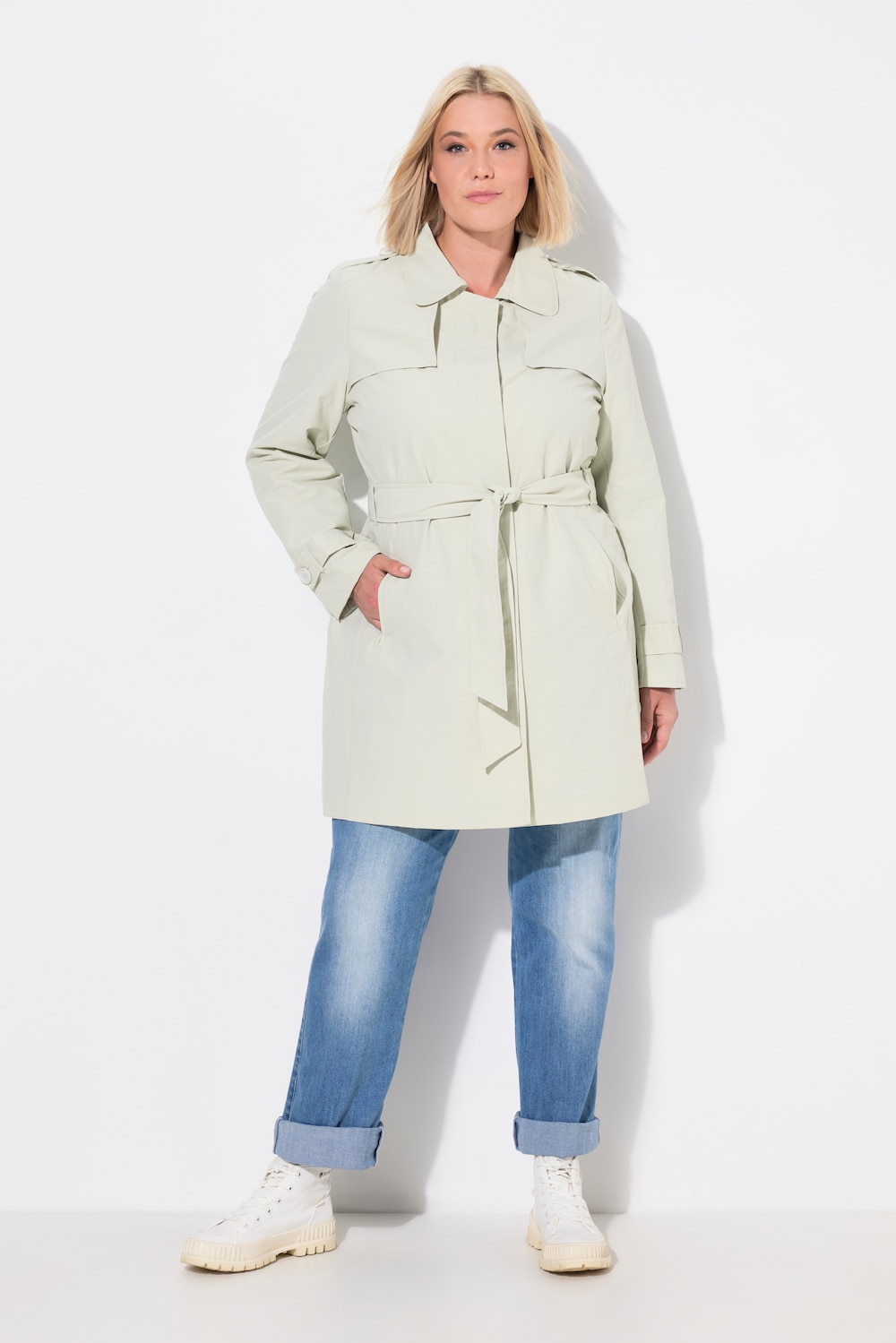 Große Größen Trenchcoat, Damen, beige, Größe: 46/48, Baumwolle/Synthetische Fasern, Ulla Popken