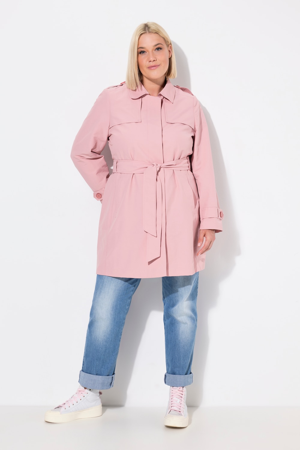 Große Größen Trenchcoat, Damen, rosa, Größe: 50/52, Baumwolle/Synthetische Fasern, Ulla Popken