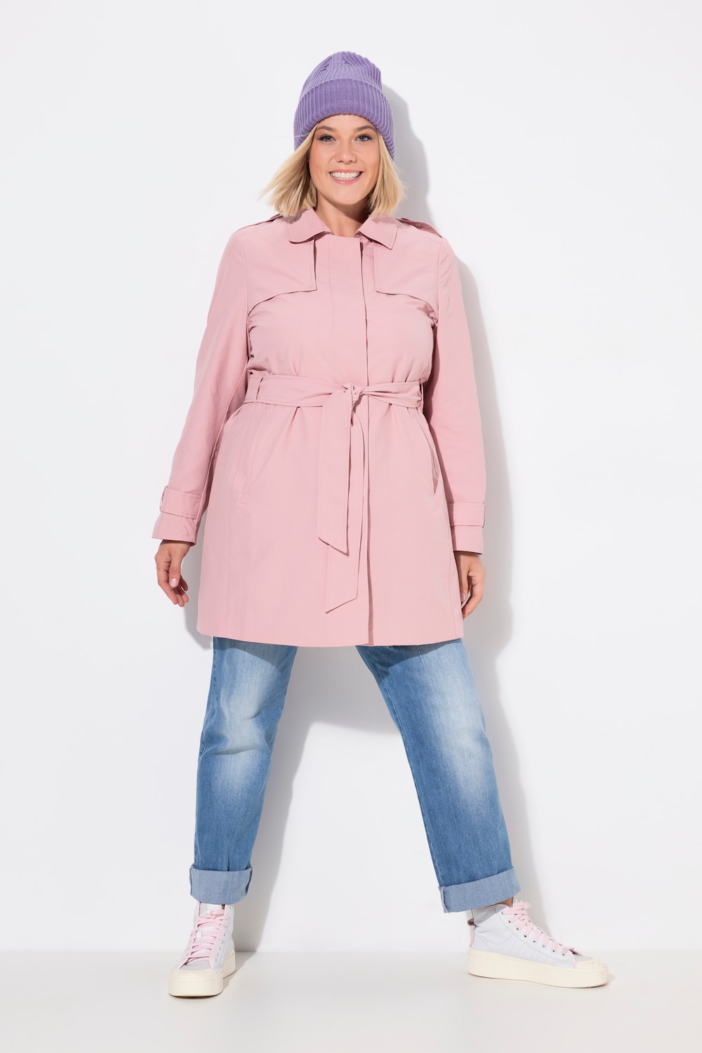 Große Größen Trenchcoat, Damen, rosa, Größe: 58/60, Baumwolle/Synthetische Fasern, Ulla Popken