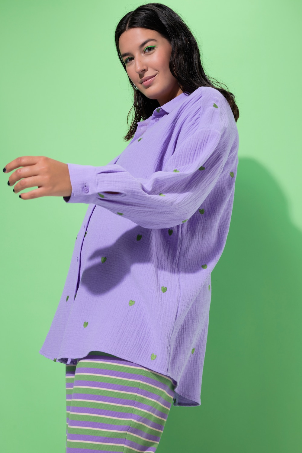 Große Größen Hemdbluse, Damen, lila, Größe: 54/56, Baumwolle, Studio Untold