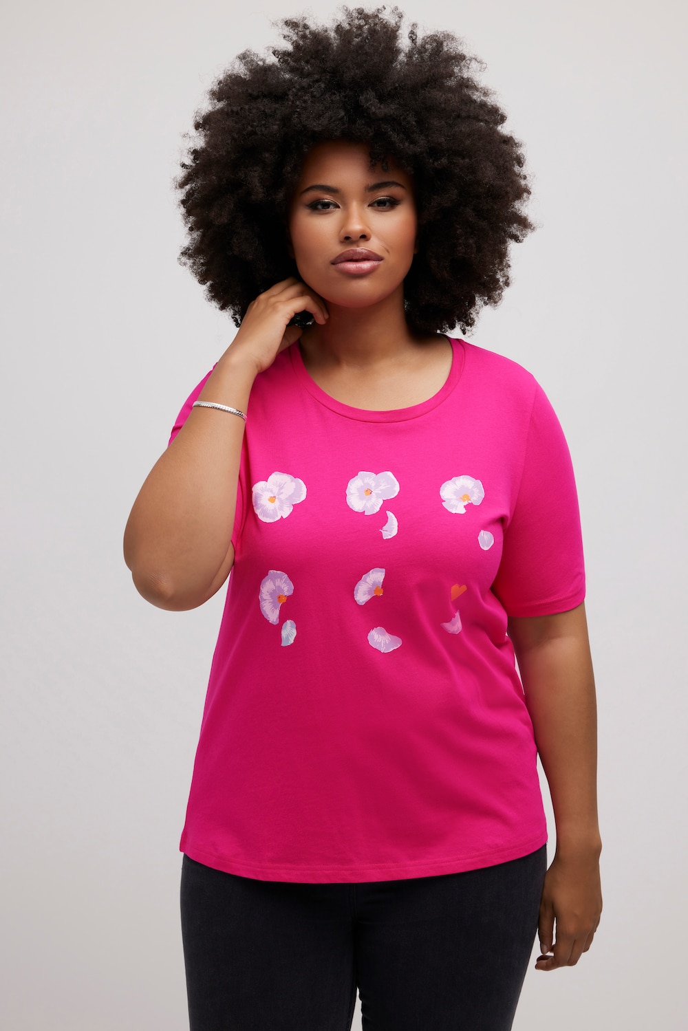 Grote Maten T-shirt, Dames, roze, Maat: 50/52, Katoen, Ulla Popken