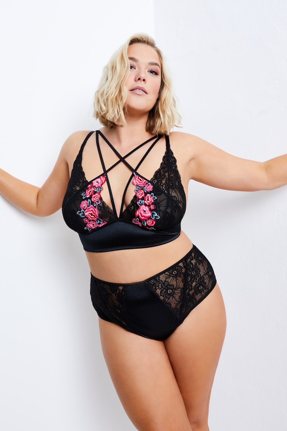 Grote Maten bralette, Dames, zwart, Maat: 42/44, Synthetische vezels/Elastaan, Ulla Popken